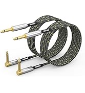 FEMORO Guitar Cables 10 ft 2 Pack, Instrument Cable Electric 22AWG 1/4‘’ Amp Cord Right Angle for...