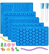 Sidosir 7Pcs Silicone Gummy Bear Molds, Non-Stick Worm Chocolate Mold for Parties, Gummy Heart fo...
