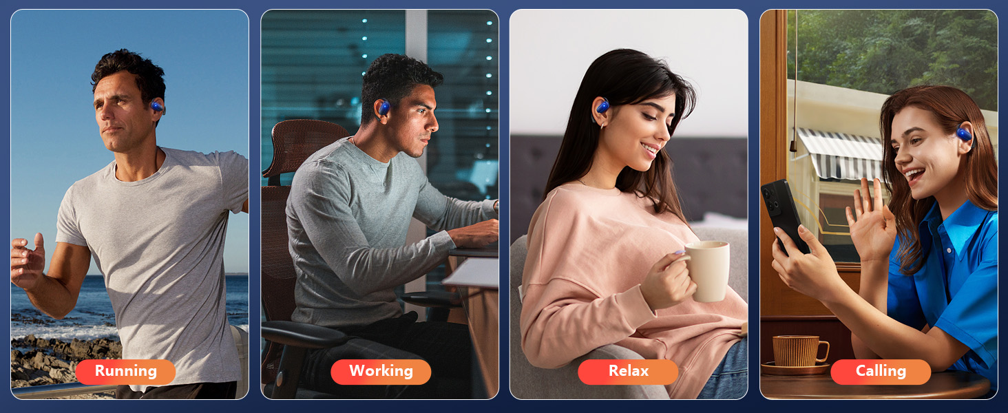 Intelligent Touch Screen Open Ear Bluetooth 5.4 Wireless Bone Conduction Over The Ear Earbuds