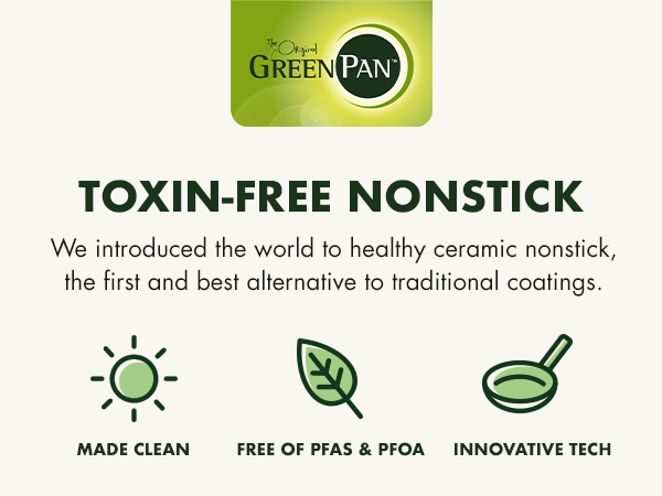 Ceramic nonstick, toxin-free, healthy, greenpan, cookware