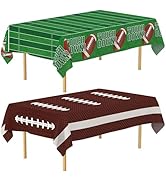 Football Party Decorations - 2 Pack Football Tablecloth Plastic, Disposable TouchDown Table Cover...