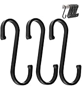 GAViA Heavy Duty S Hooks, S Shaped Hooks Hanging Hooks Matte Black S Hooks for Hanging Pots and P...