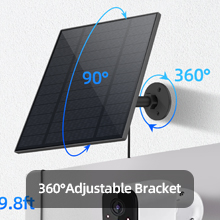 5W Solar Panel for Security Camera, Solar Panel with Micro USB &amp;amp; USB-C Port for DC 5V Battery Camera