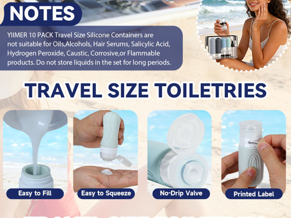 Travel Bottles for Toiletries 10 Pack