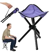 CebraBounze Outdoor Travel Folding Stool, 14.6 inches Lightweight Tripod Camping Chair and Max We...