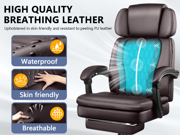 Executive Big and Tall Office Chair with Foot Rest Computer Office Chair with Adjustable Headrest 