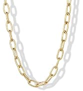 PAVOI Waterproof Chain Necklace for Women - 14K Gold Plated Stainless Steel - Flat Curb, Herringb...