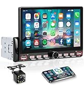Rimoody Single Din Car Stereo, 7" IPS Touch Screen Car Radio, Bluetooth, Wired iOS/Android Mirror...