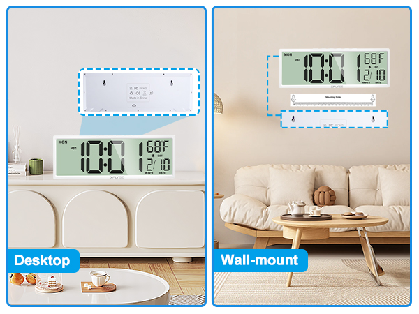 digital wall clock battery operated large