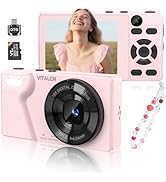 Vitaler Digital Camera with Front Rear Lens, Autofocus 64MP 4K Camera for Photography with 32GB C...