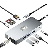 USB C Hub, 9 in 1 USB C to 4K@60HZ HDMI Multiport Adapter, Gigabit Ethernet,3 USB 3.0 Ports, SD/T...