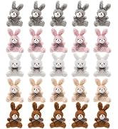 TOPZEA 25 Pack Mini Plush Bunny Keychain, 4.75" Small Stuffed Animal Bulk Bunny Keychain Hanging ...