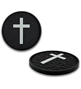NJECT Christian Cross with Textured 3D Fish Automotive Religious Silicone Coasters (2.75" Diamete...
