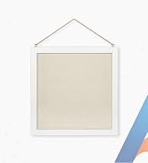 AMUSIGHT Double-Sided Cork Board with Linen, 12" x 12" Hanging Wood Framed Small Bulletin Board, ...