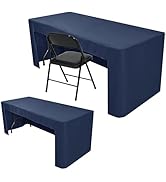 Nasitos 2 Pack Navy 6ft Table Cloth Fitted-Open Back Folding Table Cover Washable Fabric and Wrin...