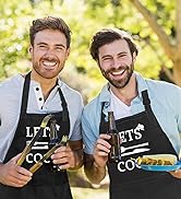 Funny Waterproof Grilling Cooking Chef Apron with 2 Pockets Adjustable Neck Strap, Gifts for Fath...