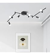 Qcyuui Track Lighting Kit,6-Light LED Ceiling Track Light with Adjustable Light Head, Flush Mount...