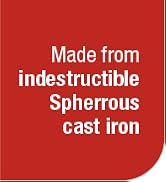 A red text box. Text reads: Indestructible Spherrous iron.