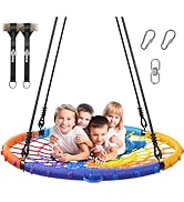 Trekassy 45" 750lbs Spider Web Tree Swing for Kids &amp; Adults, Outdoor Steel Frame Saucer Net Swing...