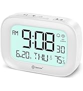 Geevon Digital Alarm Atomic Clock for Bedroom Heavy Sleepers, Mini Cute Desk Table Clock with 10s...