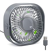 Small USB Desk Fan, 3 Speeds Portable Table Fan, 4 inch Personal Min Fan, Small Cooling Fan by US...
