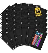 Officygnet Pencil Pouch for 3 Ring Binder, 36 Pack Bulk Black 3-Hole Zipper Pencil Pouches with C...