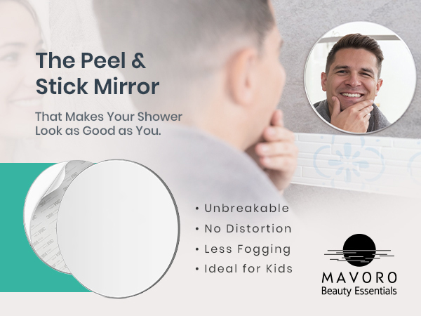 The Peel and Stick Mirror - Circle Mavoro Shower