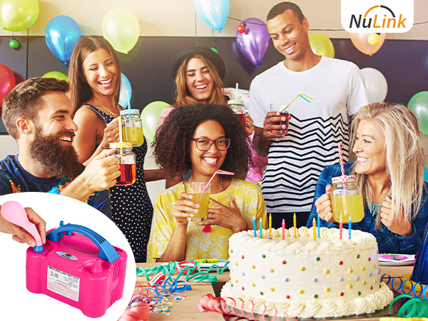 Portable electric balloon pump for inflating party balloons