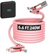 MFish 4-in-1 USB C Charging Cable, 6.6Ft Type C to Type C Cable, 240W Fast Charger for iPhone 16/...
