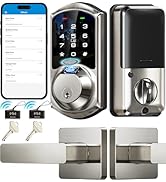 Veise VE07-L Fingerprint Smart Locks for Front Door with Zinc Alloy Handle Set, App Control, Keyl...