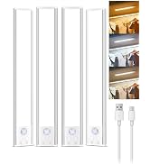 Under Cabinet Lighting, Rechargeable Motion Sensor Light Indoor, 4 Pack Magnetic Dimmable Closet ...