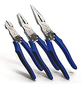 KAIHAOWIN 3 PCS Pliers Set, Multifunctional 8" Diagonal Cutting Pliers, 8" Linesman Pliers, 9" Ne...