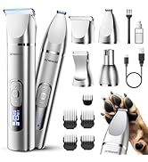 oneisall 4 in 1 Dog Grooming Kit with LCD Display, Dog Hair Trimmer for Paw Nail Grinder, Recharg...