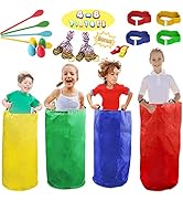 28PCS Potato Sack Race Bags, Egg and Spoon Race, Carnival Games 3-Legged Relay Race Bands, Outdoo...