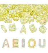 FASHEWELRY 50Pcs Big Crystal Letter Beads 20mm Colorful Acrylic Vowel Beads 3D Transparent Slider...