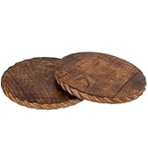 Wooden Trivets for Hot Dishes, Pots, Teapot and Pans (Set of 2) | 8'' Round Trivets with Bark, He...