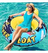 JCLEAL Heavy Duty River Tube with Canvas Cover 53'' Large Pool Floats Adult Inflatable Water Tube...