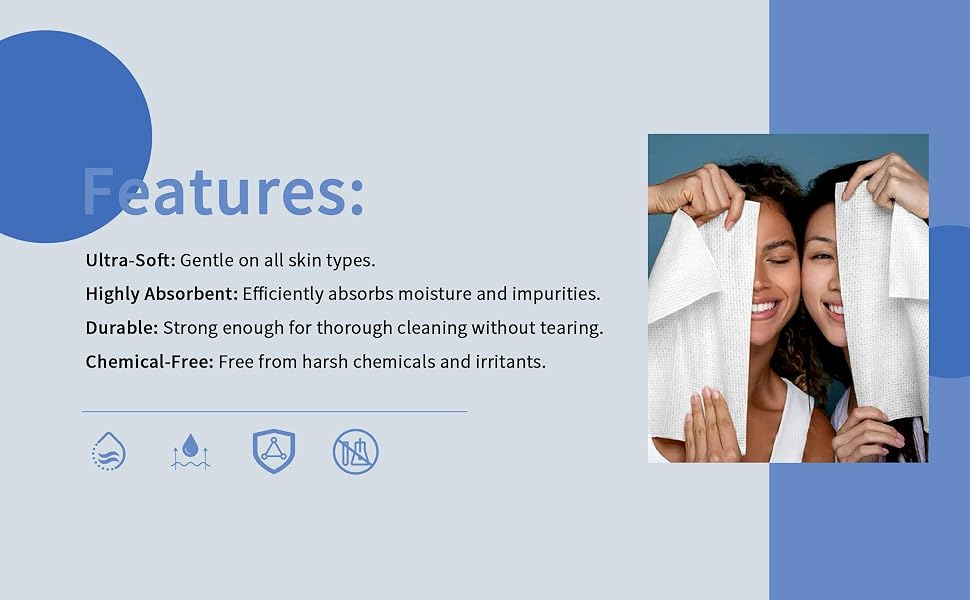 Ultra soft high absorbent durable chemical free for beauty and clean up make up