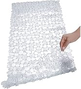 SONGZIMING Bathtub Mat Non Slip 2 Pack, 35 x 16 Inches Pebble Shower Mat with Suction Cups and Dr...