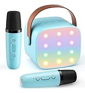 Mini Karaoke Machine with 2 Wireless Microphones, 2026 TOP Kids Portable Bluetooth Karaoke Machin...