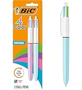 BIC 4 Color Fashion Retractable Ballpoint Pen with 1.0 mm Medium Point and Assorted Ink, 2-Count ...