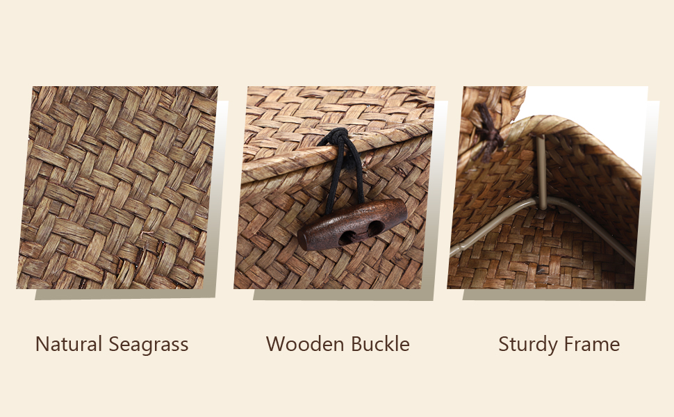 Wicker Baskets Bins with Lid Seagrass Baskets Storage Bins Handwoven storage Basket Organizer