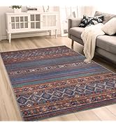 Mightree 4x6 Non-Slip Washable Area Rugs - Colorful Striped Rug, Bohemian Style Indoor Rugs, Perf...