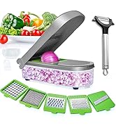 LHS Vegetable Chopper, 8 in 1 Pro Onion Chopper Slicer Dicer Cutter Cheese &amp; Veggie Chopper- Peel...