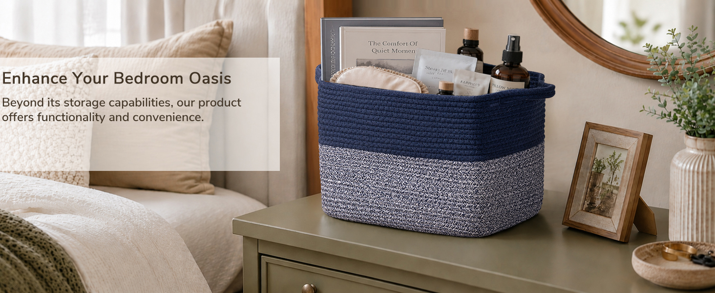 Goodpick Square Woven Rope Basket with Handles