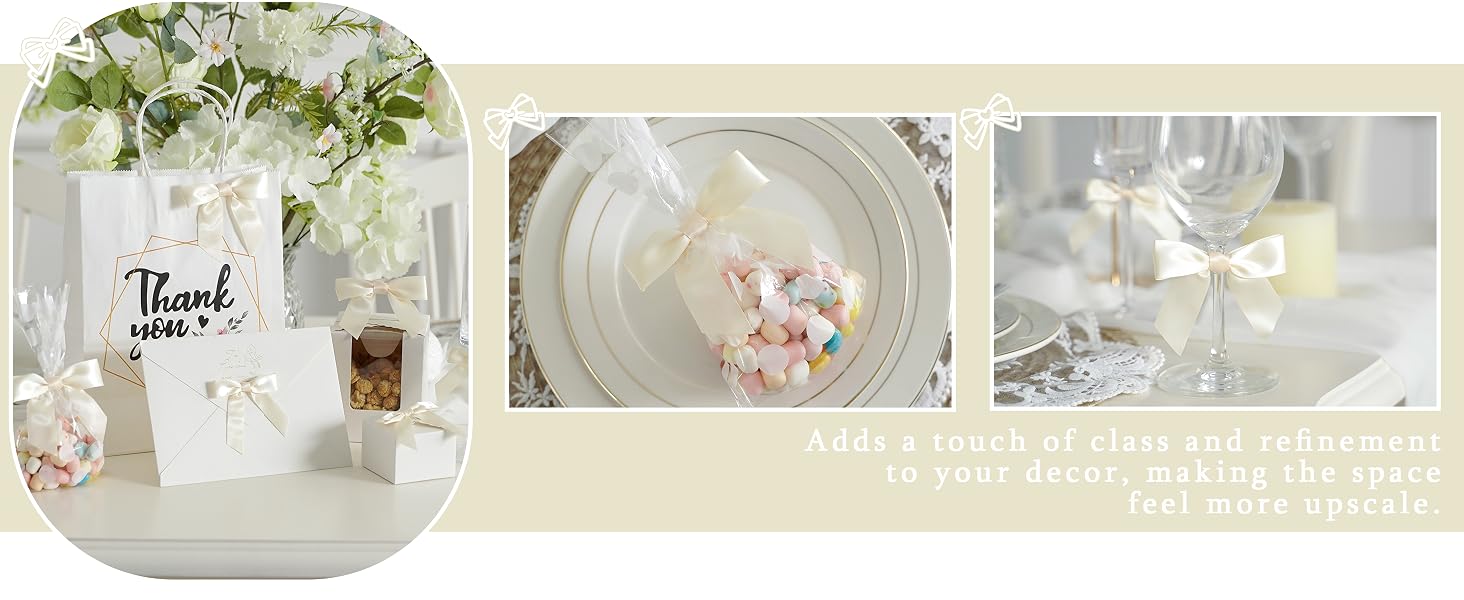 ivory satin bows