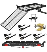 WILDROAD Hitch Cargo Carrier with Ramp 50" x 29" x 4" 500 LBS Folding Trailer Hitch Steel Wheelch...