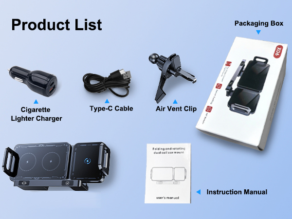  Wireless Car Charger Mount Holder for Samsung Galaxy Z Fold 6 5 4 3 2