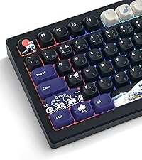 Womier Black Keycaps for Mechanical Keyboard, Shine Through Key caps PBT Custom Keycap Doubleshot, U...