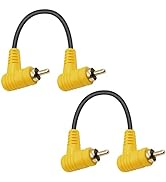 Duttek 90 Degree Short RCA Subwoofer Cable, 2 Pack Dual Right Angle Male RCA Audio Extension Cabl...